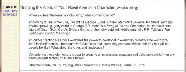 Greater Los Angeles Writers Conference, August 6, 2022 - panel description